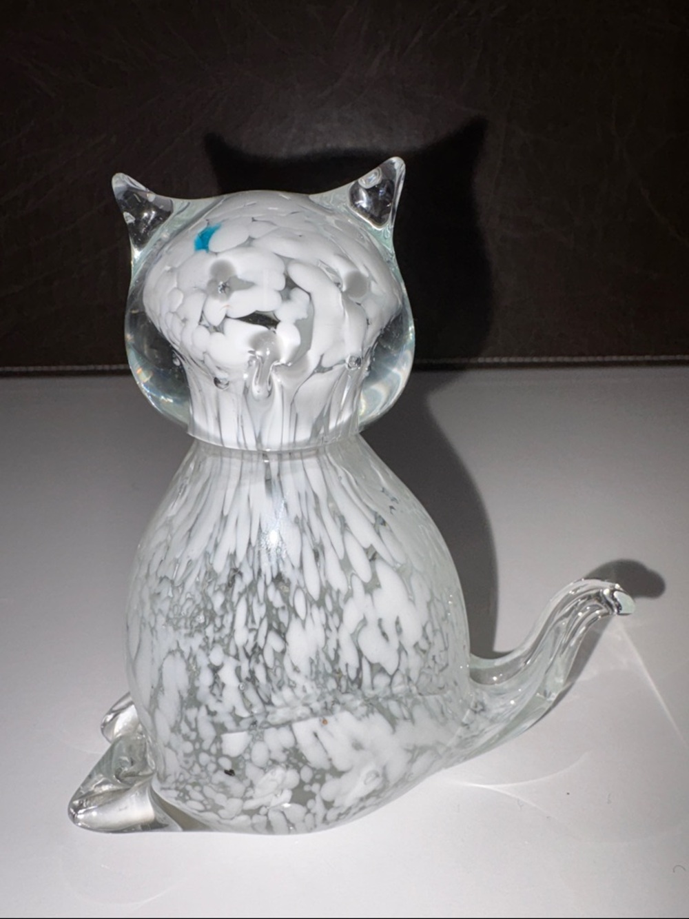 White Blown Glass Cat Figurine